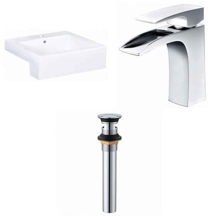 AMERICAN IMAGINATIONS 20.25-in. W Semi-Recessed White Vessel Set For 1 Hole Center Faucet AI-34154